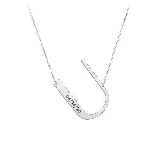 Engravable Asymmetrical Initial Necklace - U – Sterling Silver