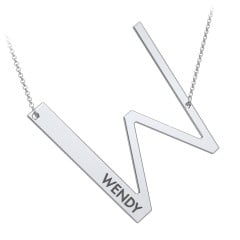 Engravable Asymmetrical Initial Necklace - W