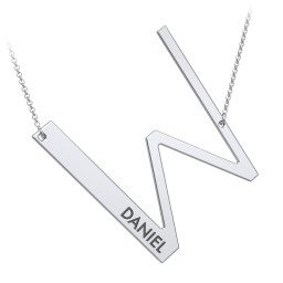 Engravable Asymmetrical Initial Necklace - W