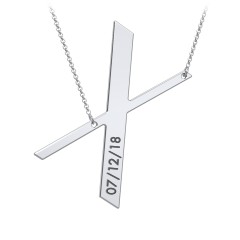 Engravable Asymmetrical Initial Necklace - X
