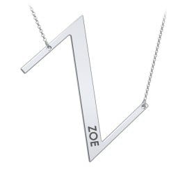 Engravable Asymmetrical Initial Necklace - Z
