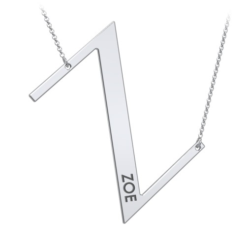 Engravable Asymmetrical Initial Necklace - Z