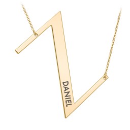 Engravable Asymmetrical Initial Necklace - Z in 18K Gold Plated Silver
