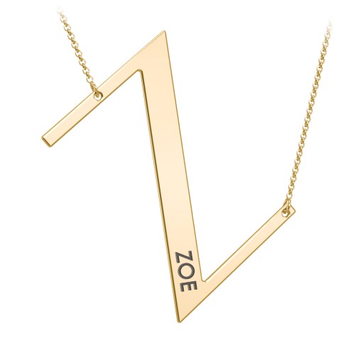 Engravable Asymmetrical Initial Necklace - Z – 18K Gold Plated Silver