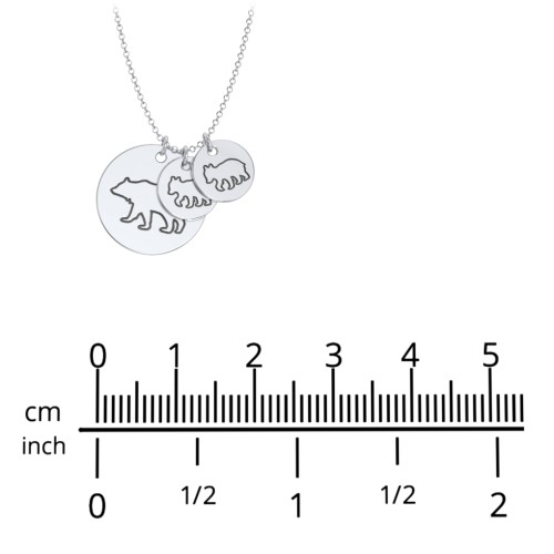 Engravable Mama Bear & 2 Cub Disc Necklace – 9kt Yellow Gold