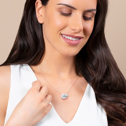 Engravable Mama Bear & 4 Cub Disc Necklace