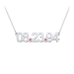 Date Necklace with Birthstones