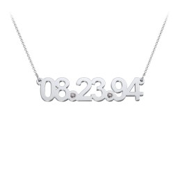 Date Necklace with Birthstones in 925 Sterling Silver with Smokey Quartz