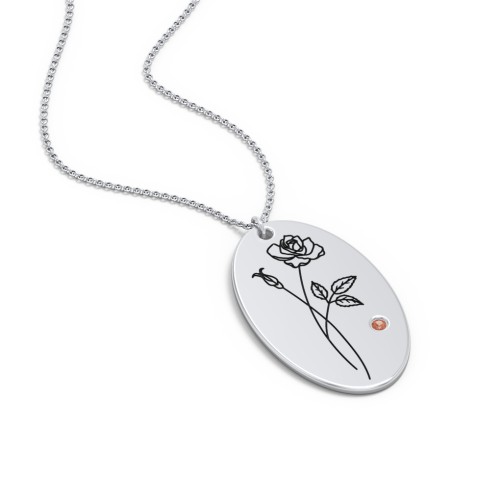 June Birth Flower Disc Necklace with Gemstone – Sterling Silver with Garnet