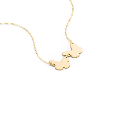 Engravable 2 Butterfly Charms Necklace – 9kt Yellow Gold