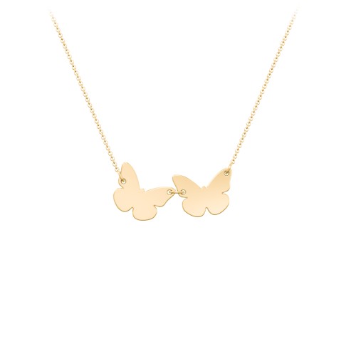 Engravable 2 Butterfly Charms Necklace – 9kt Yellow Gold