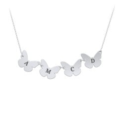 Engravable 4 Butterfly Charms Necklace
