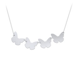 Engravable 4 Butterfly Charms Necklace in 925 Sterling Silver