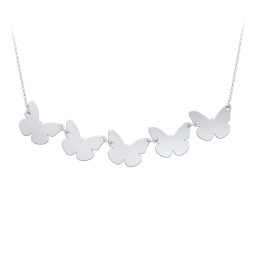 Engravable 5 Butterfly Charms Necklace in 925 Sterling Silver