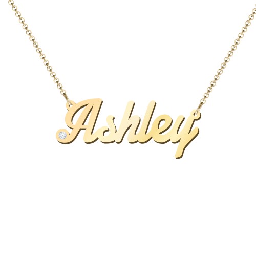 Personalised Birthstone Name Necklace – 18K Gold Plated Silver with Cubic Zirconia