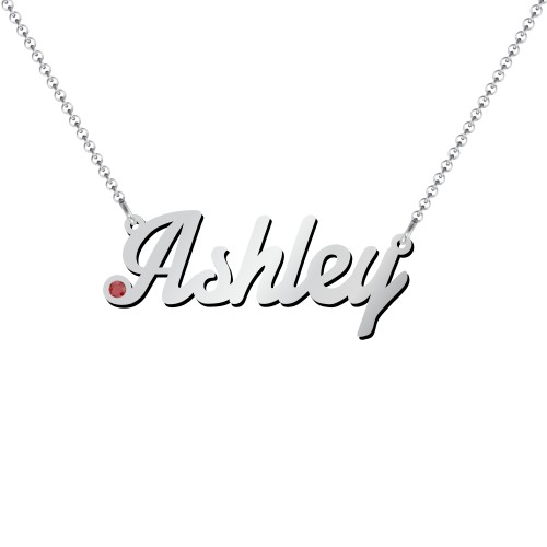 Personalised Birthstone Name Necklace – Sterling Silver with Garnet