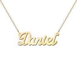 Personalised Birthstone Name Necklace in 18K Gold Plated Silver with Blue Topaz