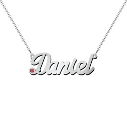 Personalised Birthstone Name Necklace in 925 Sterling Silver with Garnet