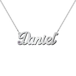 Personalised Birthstone Name Necklace in 925 Sterling Silver with Alexandrite