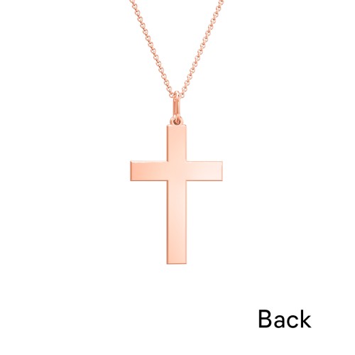 Classic Engravable Cross Necklace – 9kt Rose Gold