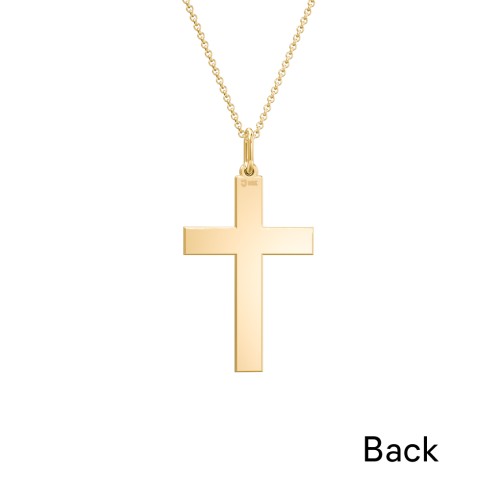 Classic Engravable Cross Necklace – 18K Gold Plated Silver