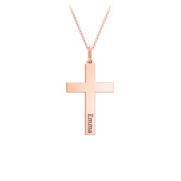 Classic Engravable Cross Necklace in 9K Solid Rose Gold