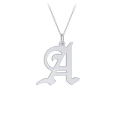 Gothic Initial Pendant Necklace - A