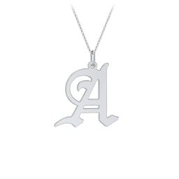 Gothic Initial Pendant Necklace - A