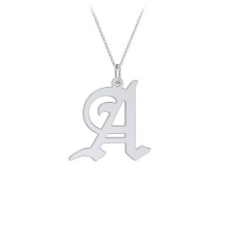 Gothic Initial Pendant Necklace - A in 925 Sterling Silver