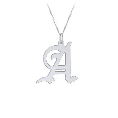 Gothic Initial Pendant Necklace - A – Sterling Silver