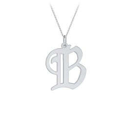 Gothic Initial Pendant Necklace - B
