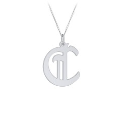 Gothic Initial Pendant Necklace - C – Sterling Silver