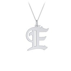 Gothic Initial Pendant Necklace - E