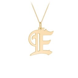 Gothic Initial Pendant Necklace - E