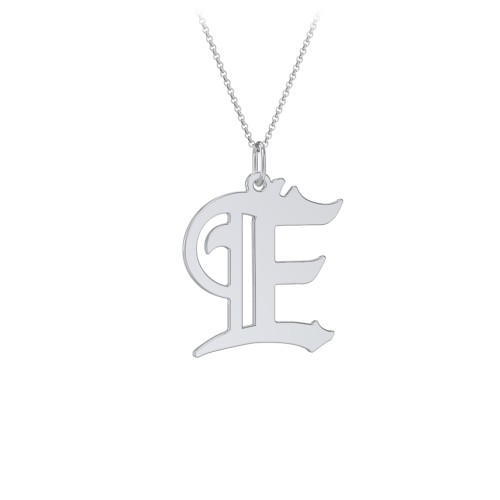 Gothic Initial Pendant Necklace - E – Sterling Silver