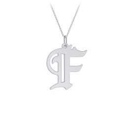 Gothic Initial Pendant Necklace - F