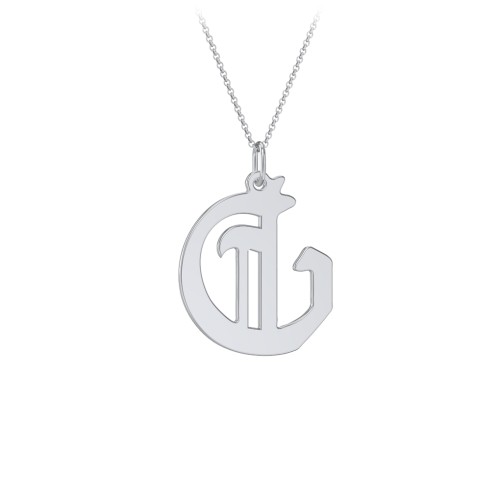 Gothic Initial Pendant Necklace - G