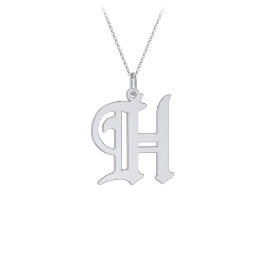 Gothic Initial Pendant Necklace - H