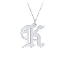Gothic Initial Pendant Necklace - K