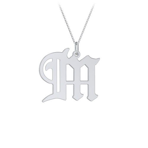 Gothic Initial Pendant Necklace - M