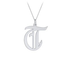 Gothic Initial Pendant Necklace - T