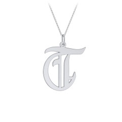 Gothic Initial Pendant Necklace - T – Sterling Silver