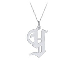Gothic Initial Pendant Necklace - Y