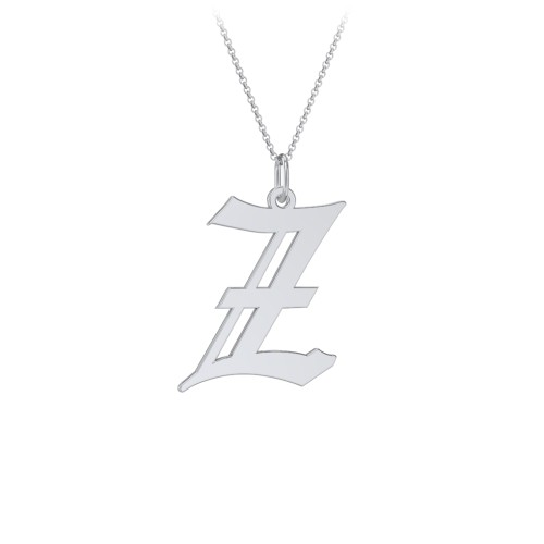 Gothic Initial Pendant Necklace - Z – Sterling Silver