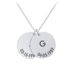 Initial and Date Engravable Disc Necklace - 2