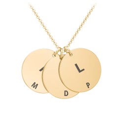 Initial and Date Engravable Disc Necklace - 3 in 9K Solid Yellow Gold