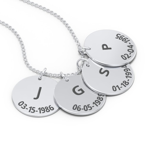 Initial and Date Engravable Disc Necklace - 4