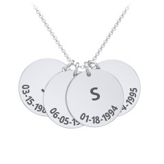 Initial and Date Engravable Disc Necklace - 4 – Sterling Silver