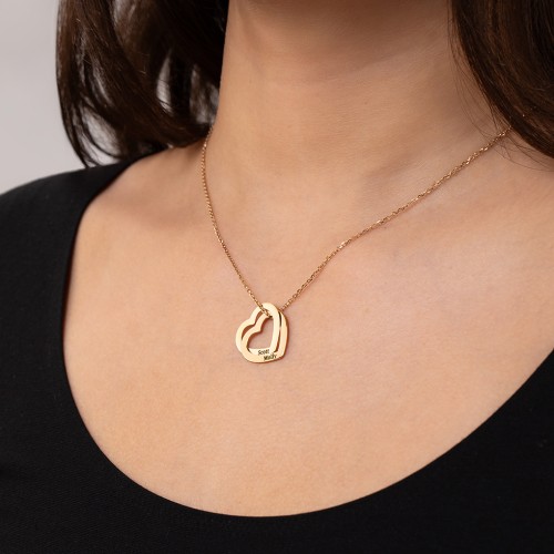 Engravable Interlocking Double Heart Pendant