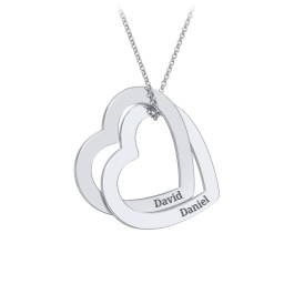Engravable Interlocking Double Heart Pendant in 925 Sterling Silver